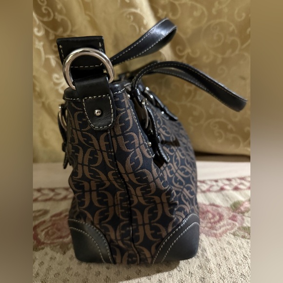 Vintage Fossil Signature Black Monogram Satchel Bag & Matching Wallet Checkbook - Picture 6 of 16